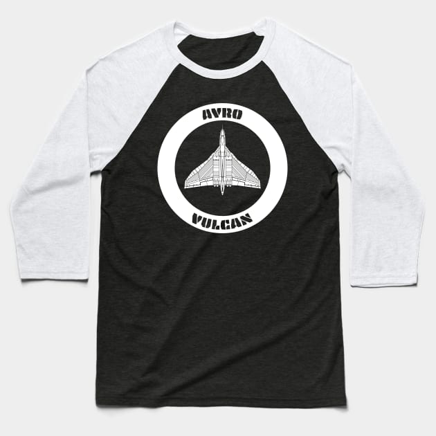 Avro Vulcan Baseball T-Shirt by BearCaveDesigns